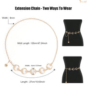 JASGOOD Halloween Women’s Gold Moon Star Metal Link Waist Chain Belt Dress Belts - JASGOOD OFFICIAL