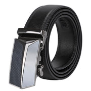 Men's Ratchet Leather Belt for Dress, Sliding Automatic Buckle Belt Fit Waist up to 50 Inch 