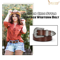 Women Leather Belt for Pants Dress Jeans Waist Belt with Brushed Alloy Buckle By JASGOOD