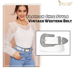Women Leather Belt for Pants Dress Jeans Waist Belt with Brushed Alloy Buckle By JASGOOD