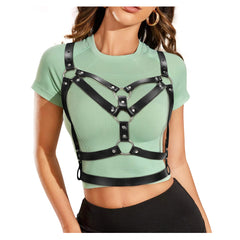 Women Halloween Fashion Punk Leather Harness Chest Belt