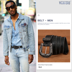 Luxury Crystal Skull designer  Diamond Studded Rhinestone Belts Western Sparkle Leather Men Women Belt