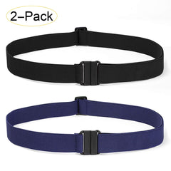 2 Pack Invisible Women Stretch Belt No Show Elastic Web Strap Belt with Flat Buckle for Jeans Pants Dresses 