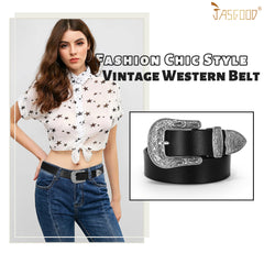 Women Leather Belt for Pants Dress Jeans Waist Belt with Brushed Alloy Buckle By JASGOOD