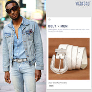 Luxury Crystal Skull designer  Diamond Studded Rhinestone Belts Western Sparkle Leather Men Women Belt
