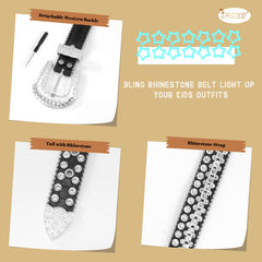 Rhinestone Belt for Men Women Western Cowboy Cowgirl Bling Studded Leather Belt for Jeans Pants