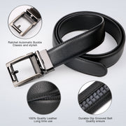 ASGOOD Men’s Genuine Leather Ratchet Dress Belt for men with Automatic Buckle 