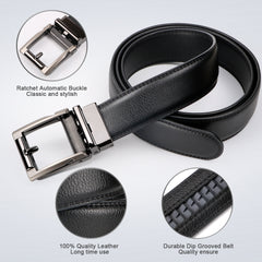 ASGOOD Men’s Genuine Leather Ratchet Dress Belt for men with Automatic Buckle 