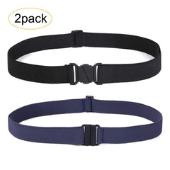 2 Pack Invisible Women Stretch Belt No Show Elastic Web Strap Belt with Flat Buckle for Jeans Pants Dresses 