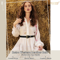 Women Leather Belt for Pants Dress Jeans Waist Belt with Brushed Alloy Buckle By JASGOOD