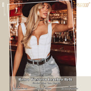Women Leather Belt for Pants Dress Jeans Waist Belt with Brushed Alloy Buckle By JASGOOD