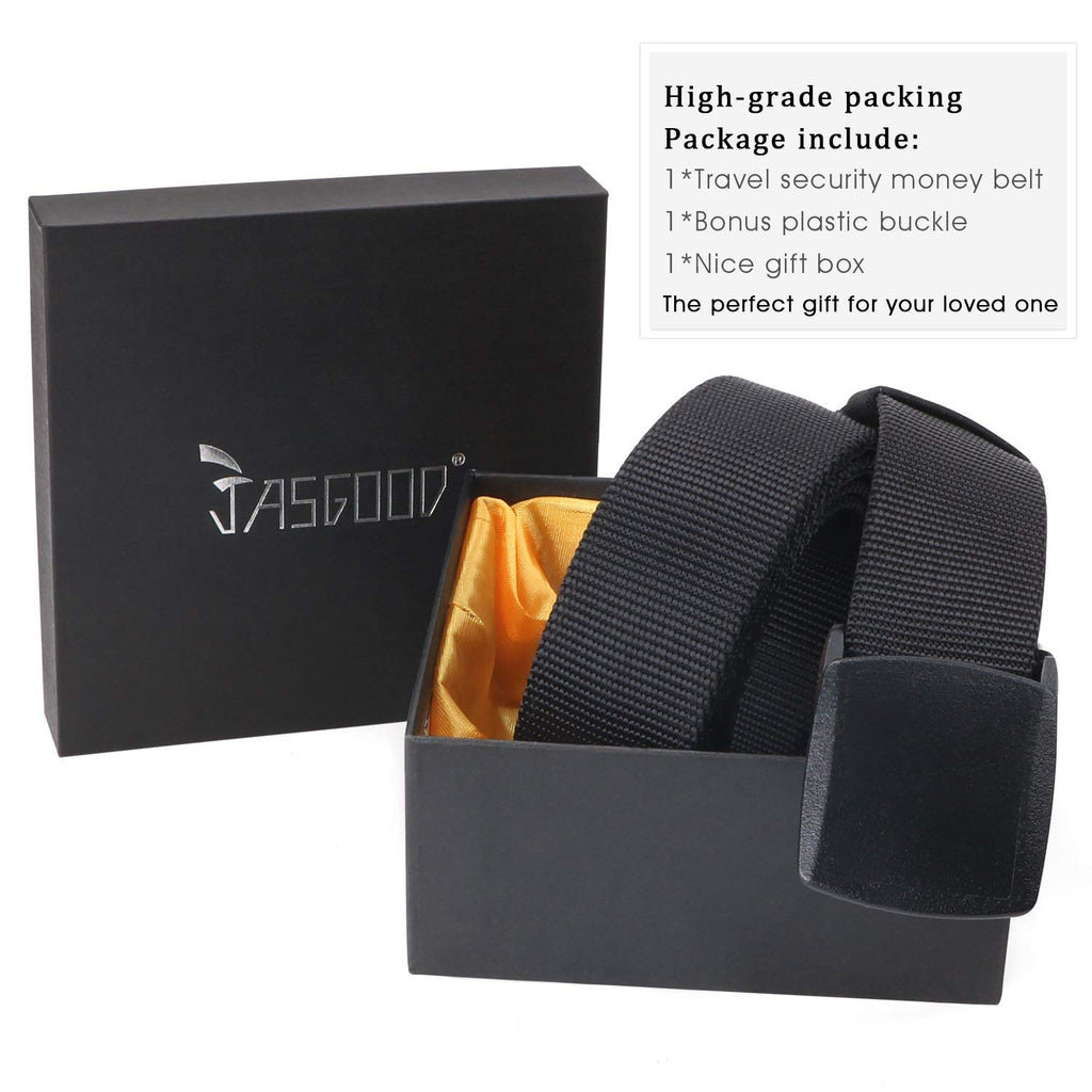 JASGOOD Travel Security Money Belt with Hidden Money Pocket - Cashsafe Anti-Theft  Unisex Nickel free Nylon Belt 