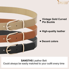 Leather Belts for Women, JASGOOD Leather Womens Belts with Gold Buckle, Black Belt - JASGOOD OFFICIAL