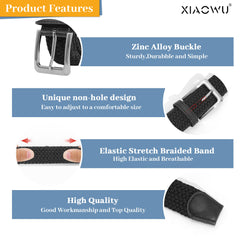 Jasgood Braided Canvas Stretch Belt Elastic Casual Belt For Men Woven Elastic Belt-Causal Belt for Golf Pants Jeans