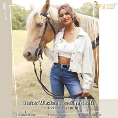 Women Leather Belt for Pants Dress Jeans Waist Belt with Brushed Alloy Buckle By JASGOOD