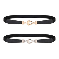 Womens Skinny Elastic Waist Belt, JASGOOD Stretch Cinch Thin Belt For Dress 2 Pack 