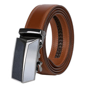 Men's Ratchet Leather Belt for Dress, Sliding Automatic Buckle Belt Fit Waist up to 50 Inch 