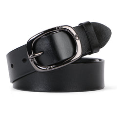 Women Leather Belt for Jeans Pants Dresses Black Ladies Waist Belt With Pin Buckle 