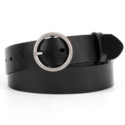Women Casual Dress Belt Fashion Leather Belt with O Ring Buckle for Jeans Pants