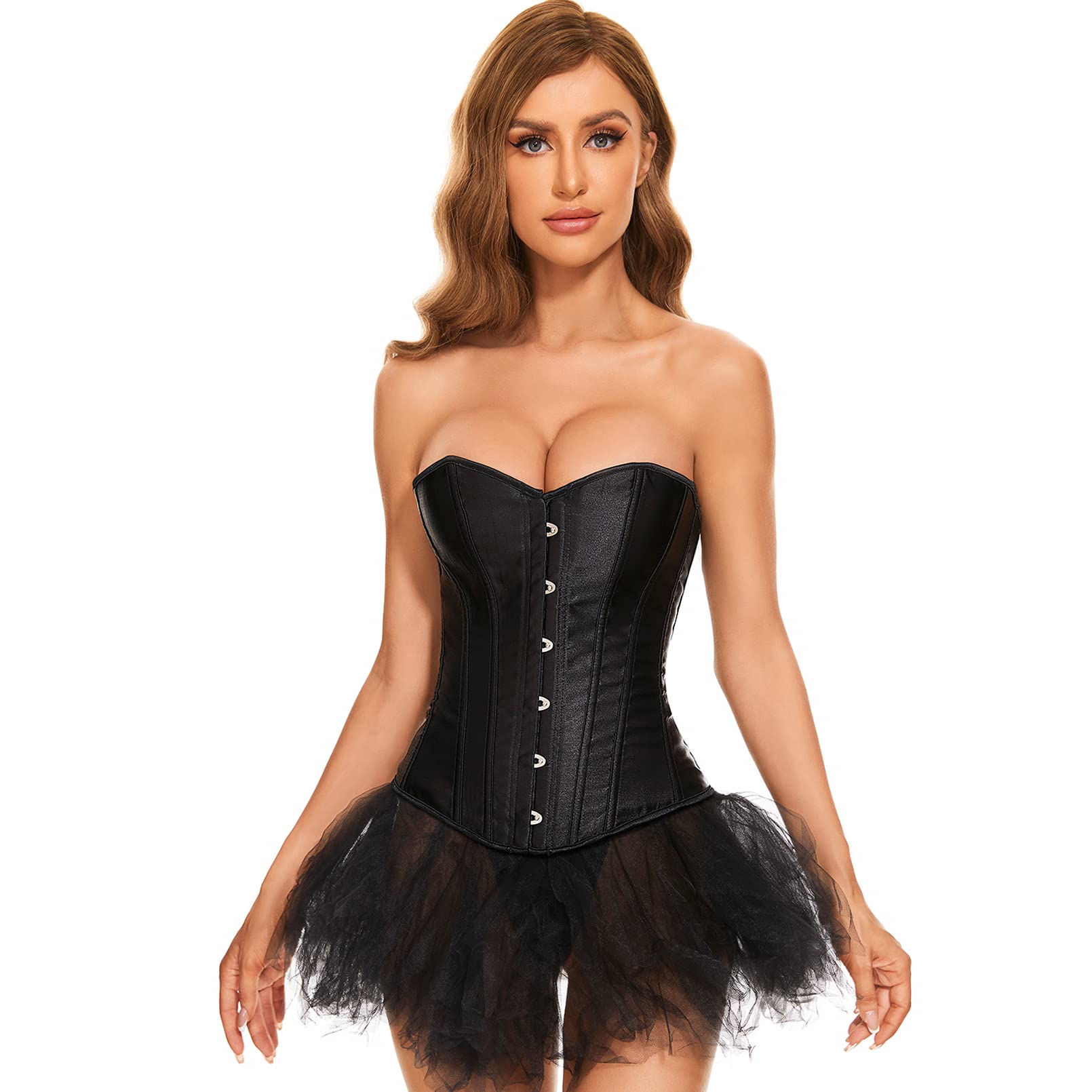Women Lace-up Bustier Corset Top Sexy Overbust Body Shapewear Waist Cincher Corset - JASGOOD OFFICIAL