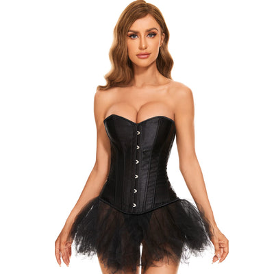 Women Lace-up Bustier Corset Top Sexy Overbust Body Shapewear Waist Cincher Corset - JASGOOD OFFICIAL