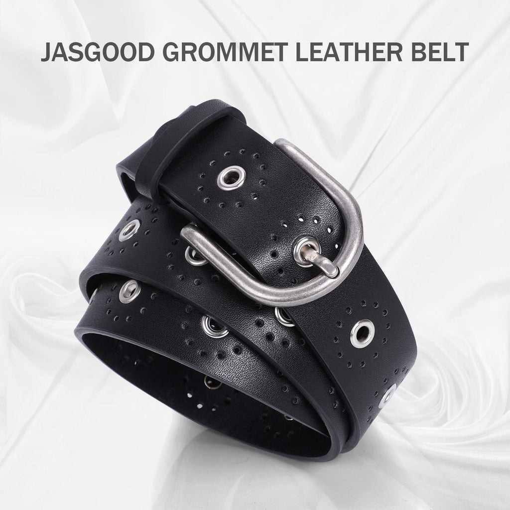 JASGOOD Women Grommet Leather Belt, Ladies Studded Holes Belts for Jeans Pants