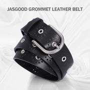 JASGOOD Women Grommet Leather Belt, Ladies Studded Holes Belts for Jeans Pants