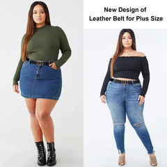 JASGOOD Plus Size Double O Ring Belt for Women Leather Belt,Ladies PU Leather Waist Belts for Jeans Pants