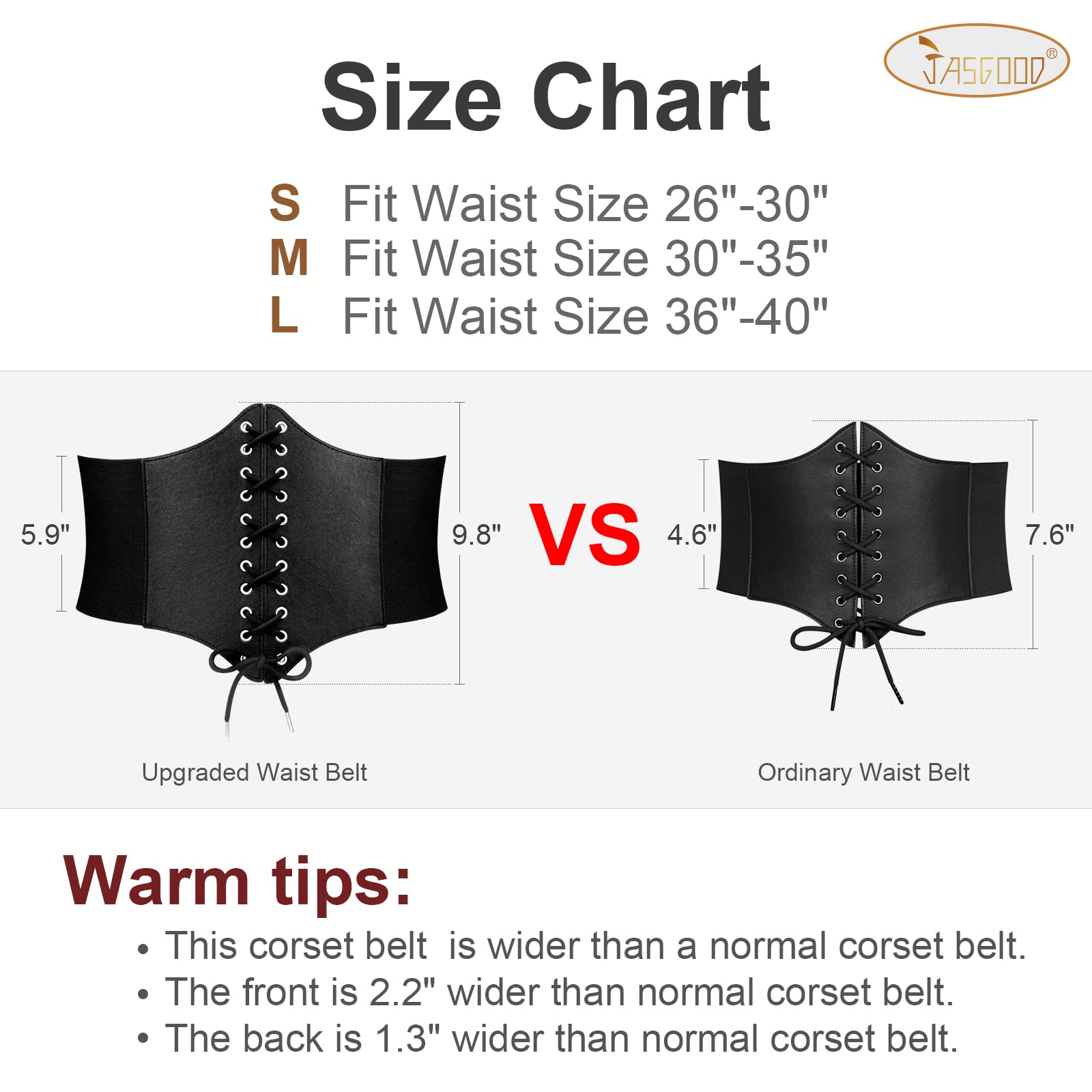 Women Corset Cinch Belt Lace-up Elastic Waist Belt, Tied Costume Waspie Waist Belt for Women 5.9" Width - JASGOOD OFFICIAL