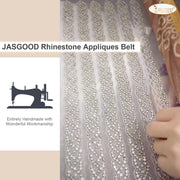 Bridal Rhinestone Wedding Belt Women Silver Crystal Rhinestone Sash Waist Belt for Formal Prom Dress by JASGOOD