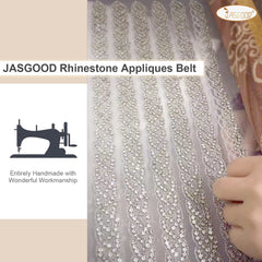 Bridal Rhinestone Wedding Belt Women Silver Crystal Rhinestone Sash Waist Belt for Formal Prom Dress by JASGOOD
