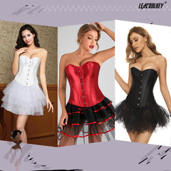 Women Lace-up Bustier Corset Top Sexy Overbust Body Shapewear Waist Cincher Corset - JASGOOD OFFICIAL