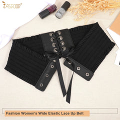 JASGOOD Women Wide Elastic Lace-up Waist Belt,Tied Costume Corset Waist Belt for Dress - JASGOOD OFFICIAL