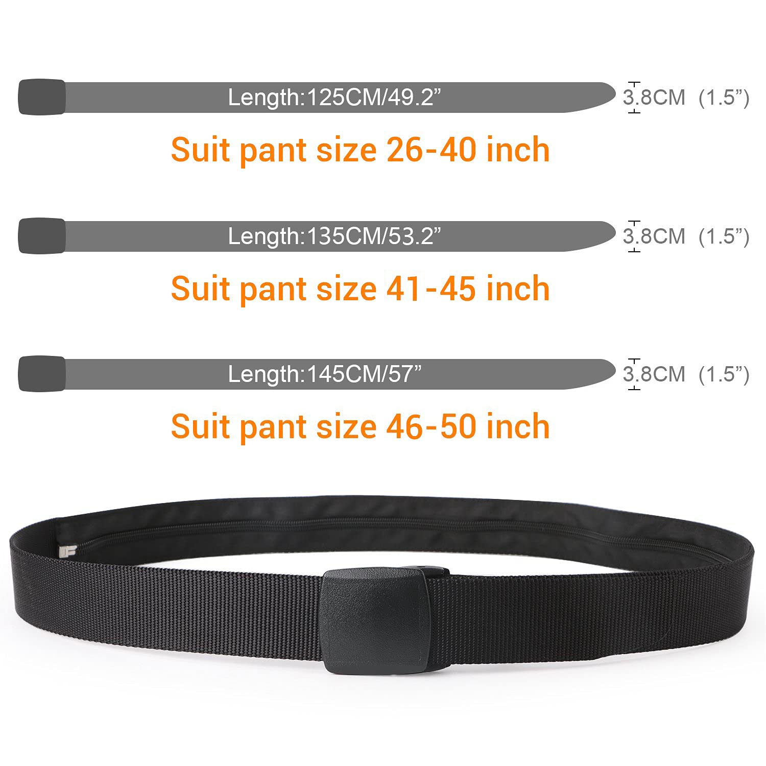 Travel Security Money Belt with Hidden Money Pocket - Cashsafe Anti-Theft Wallet Unisex Nickel free Nylon Belt - JASGOOD OFFICIAL