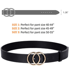 JASGOOD Plus Size Double O Ring Belt for Women Leather Belt,Ladies PU Leather Waist Belts for Jeans Pants