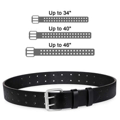 Double Prong Leather Belt Heavy Duty Belt for Men, Double Grommet Holes Belt for Pants