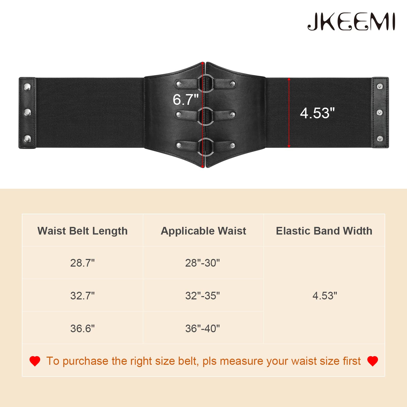 Women Corset Belt Metal O-Ring Decor Wide Elastic Belt for Daily Dress Cosplay Halloween Costumes - JASGOOD OFFICIAL