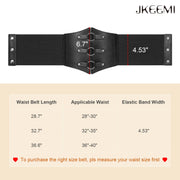 Women Corset Belt Metal O-Ring Decor Wide Elastic Belt for Daily Dress Cosplay Halloween Costumes