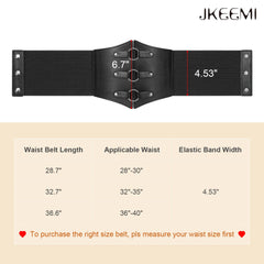 Women Corset Belt Metal O-Ring Decor Wide Elastic Belt for Daily Dress Cosplay Halloween Costumes