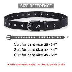 JASGOOD Women Grommet Leather Belt, Ladies Studded Holes Belts for Jeans Pants