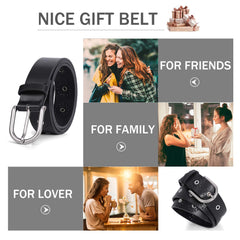 JASGOOD Women Grommet Leather Belt, Ladies Studded Holes Belts for Jeans Pants