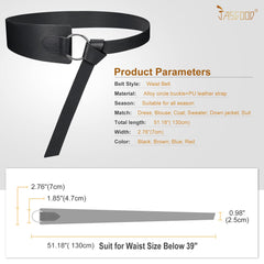 JASGOOD Women Wide Leather Waist Belt ,Tie a Knot PU Leather Adjustable Waist Belt with O Ring Buckle for Dress - JASGOOD OFFICIAL