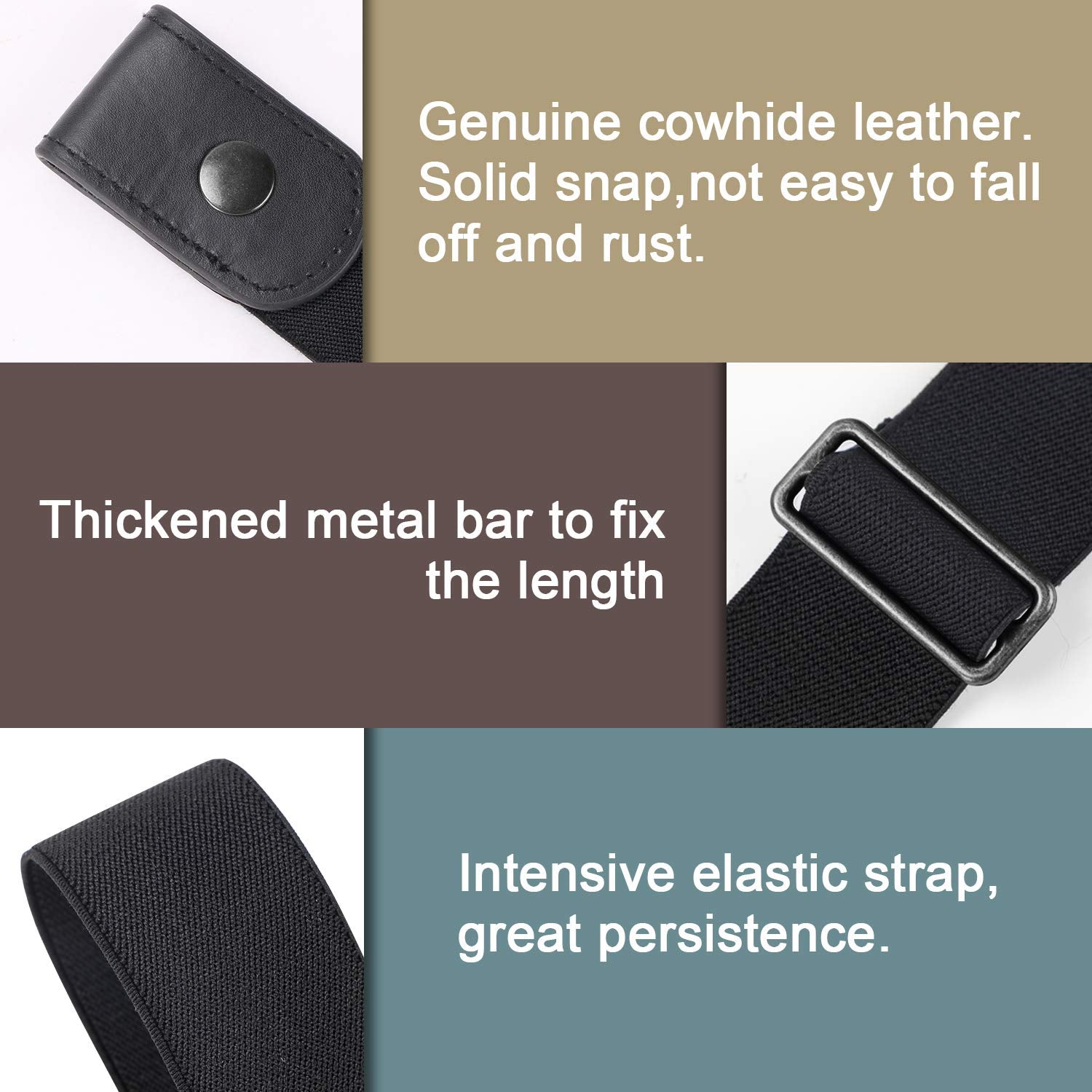 No Buckle Show Belt for Men Buckle Free Stretch Belt for Jeans Pants 1.38 Inches Wide - JASGOOD OFFICIAL