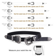 Women Leather Belts Ladies Vintage Western Design Black Waist Belt for Pants Dresses