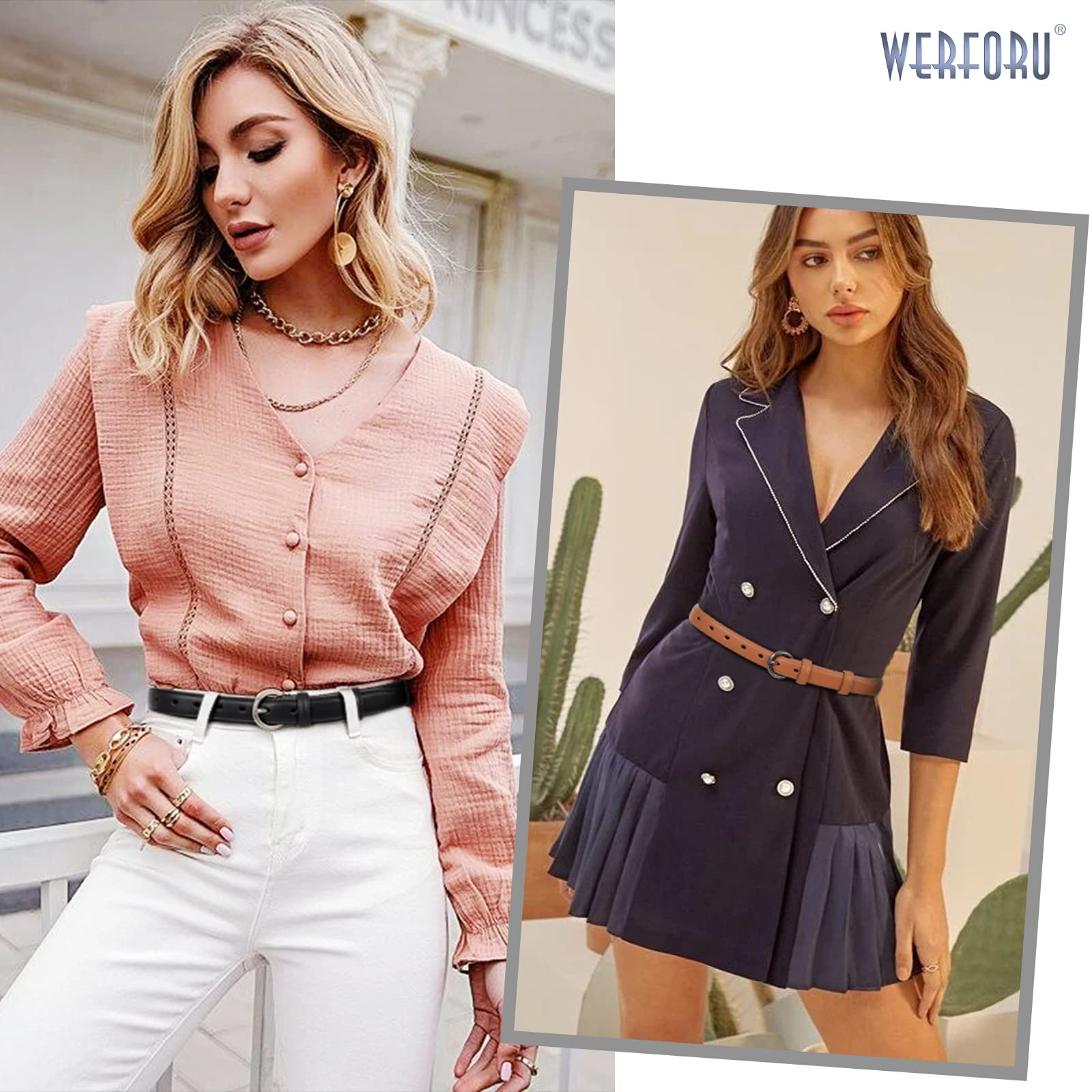 Women Leather Belt Waist Skinny Dress Belts Solid Pin Buckle Belt for Jeans Pants - JASGOOD OFFICIAL