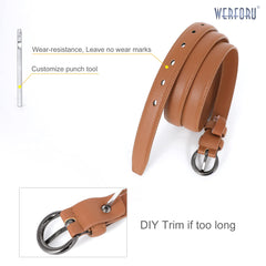 Women Leather Belt Waist Skinny Dress Belts Solid Pin Buckle Belt for Jeans Pants