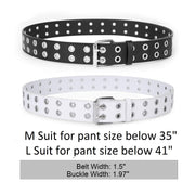 2 Pack Double Grommet Belt PU Leather Punk Belt for Women Jeans