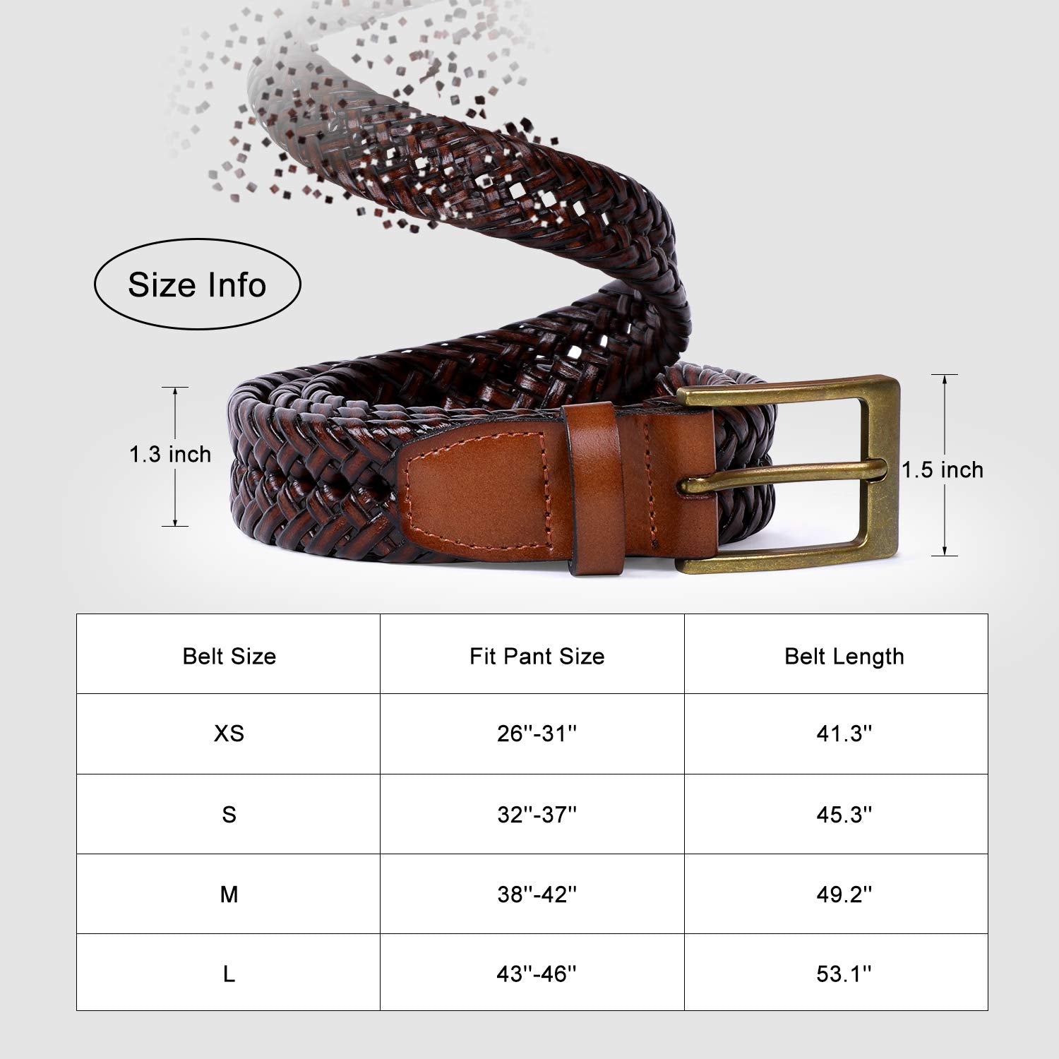 JASGOOD Men's Braided Leather Belt Braided Woven Belt for Men Casual Jeans with Solid Strap Single Prong Buckle - JASGOOD OFFICIAL