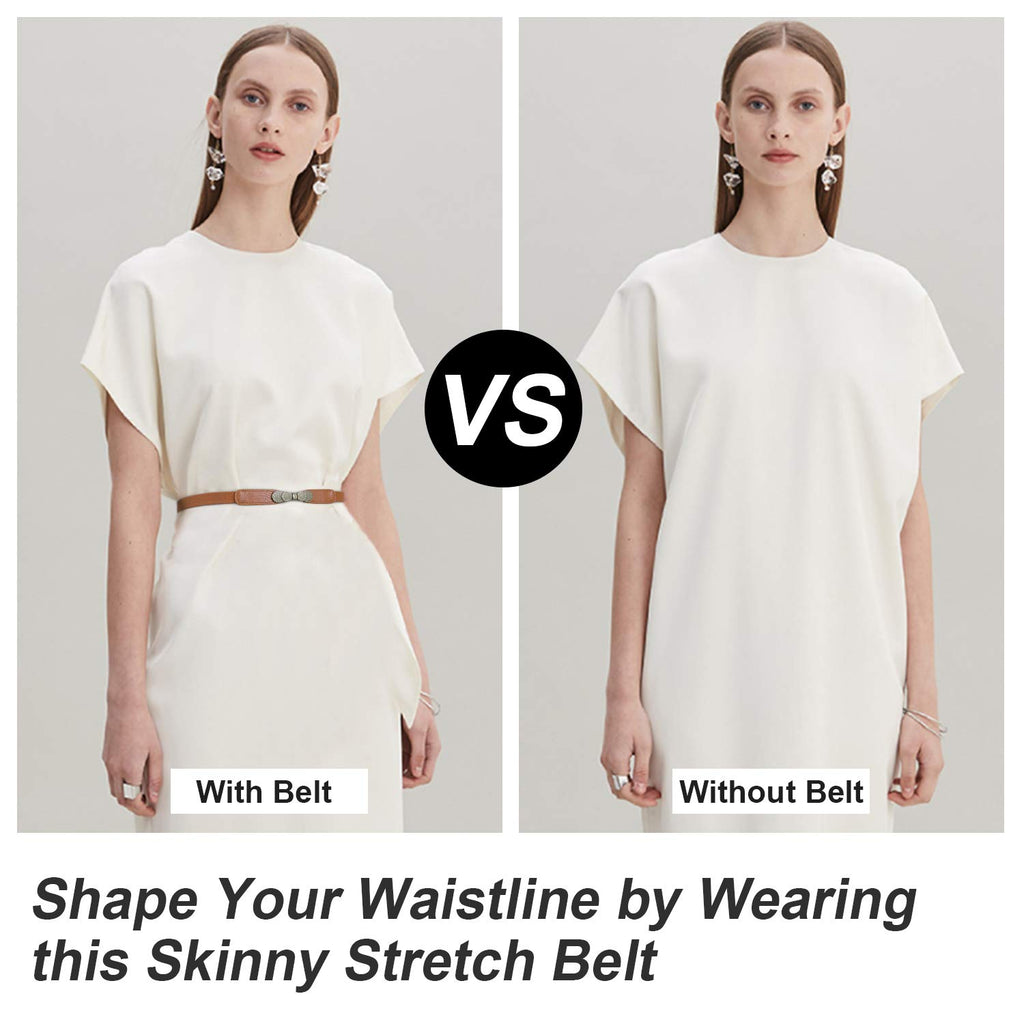 Women Skinny Elastic Stretch Belt for Dresses Retro Ladies Waist Vintage Thin Belt by JASGOOD