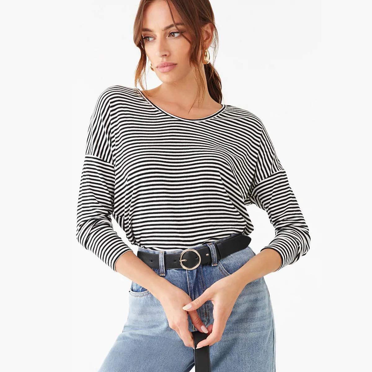 Women Leather Belts Fashion Soft Faux Leather Jeans Belts with O-Ring Buckle